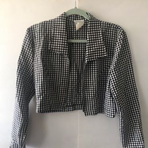 Weathervane Womens zip up cropped gingham jacket vintage!!